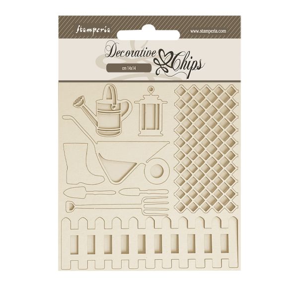 Decorative Chips GARDEN TOOLS - Чипборд 3D елементи 14 х 14 см.