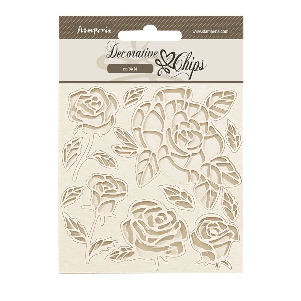 Decorative Chips SHABBY ROSE ROSES PATTERN - Чипборд 3D елементи 14 х 14 см.