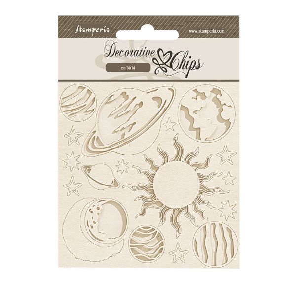 Decorative Chips FORTUNE PLANETS - Чипборд 3D елементи 14 х 14 см.