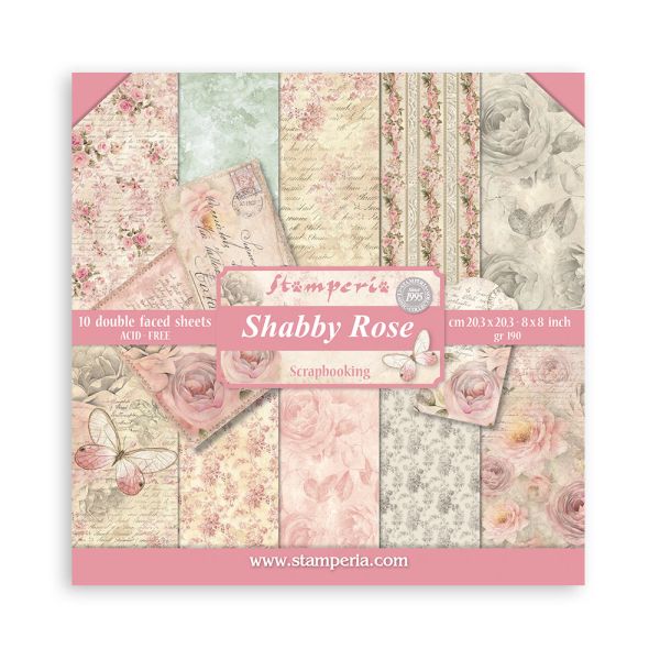 SCRAPBOOKING SMALL PAD 10 SHEETS CM 20,3X20,3 (8"X8") - SHABBY ROSE