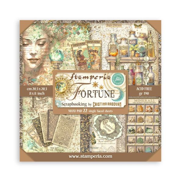 SCRAPBOOKING PAD 22 SHEETS CM 20,3X20,3 (8"X8") SINGLE FACE FORTUNE