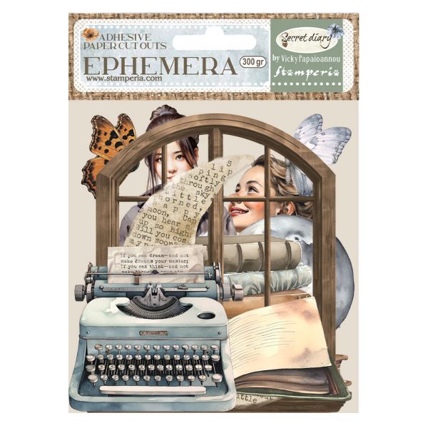 Ephemera - CREATE HAPPINESS SECRET DIARY -  Kомплект самозалепващи хартиени елементи - 16 х 16 см.