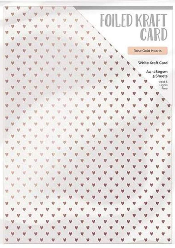 Foiled kraft card A4 280g - Лукс Ембос  фолиран картон А4 - Rose gold hearts