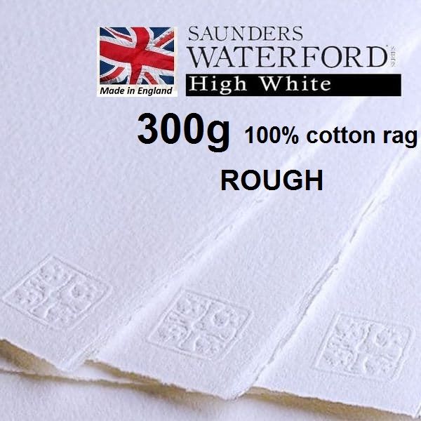 # SAUNDERS WATERFORD ROUGH 300g HIGH WHITE 76 x 56 - Професионален акварелен ръчен картон 100% памук 