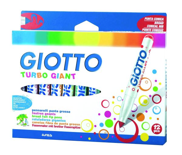 GIOTTO TURBO GIANT conical tip - ФЛУМАСТРИ Скосен връх 12цв