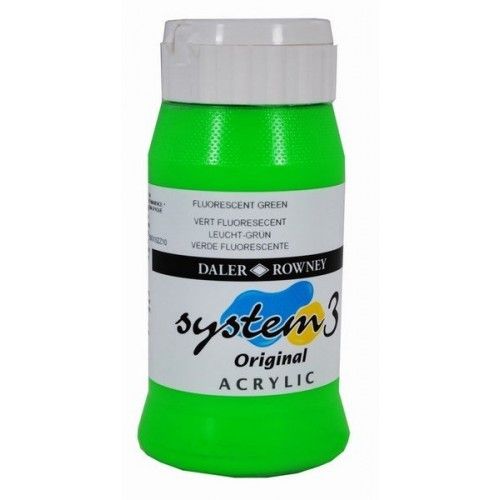 DALER-ROWNEY SYSTEM 3 ACRYLIC 500ml - FLUORO GREEN