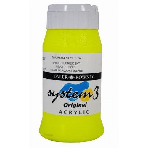 DALER-ROWNEY SYSTEM 3 ACRYLIC 500ml - Екстра фини АКРИЛНИ БОИ # FLUORO YELLOW