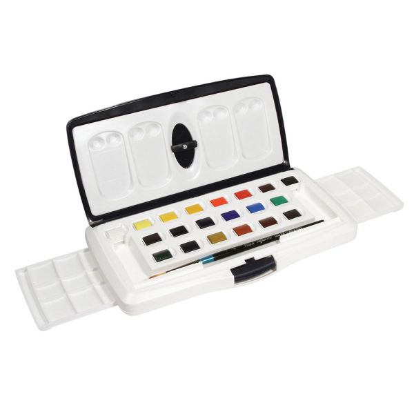 Daler Rowney Aquafine Watercolour 20 Half Pan Slider Set - Фин  английски акварел комплект 20 HP