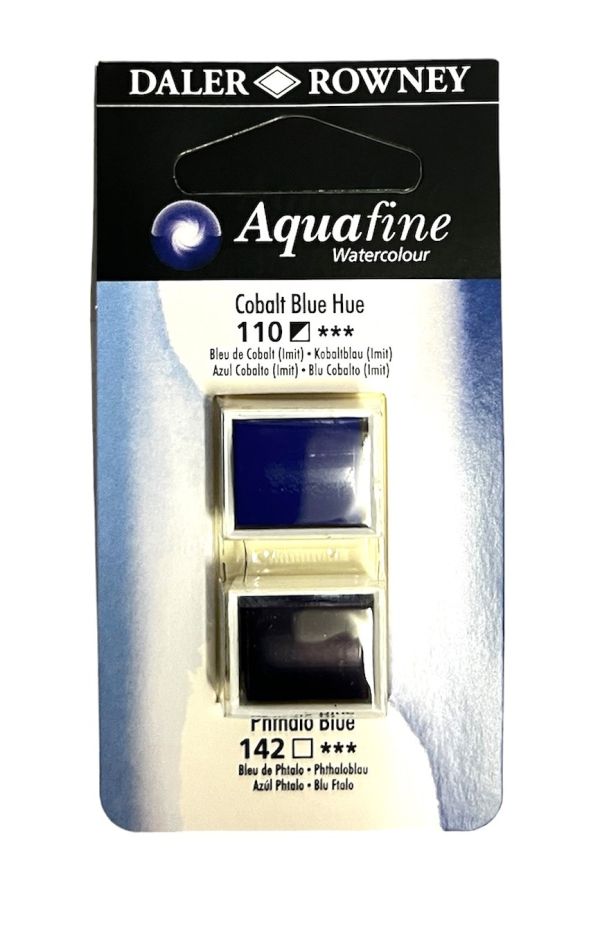 Watercolour Daler Rowney Aquafine Set 12 - COBALT BLUE / PHTALO BLUE