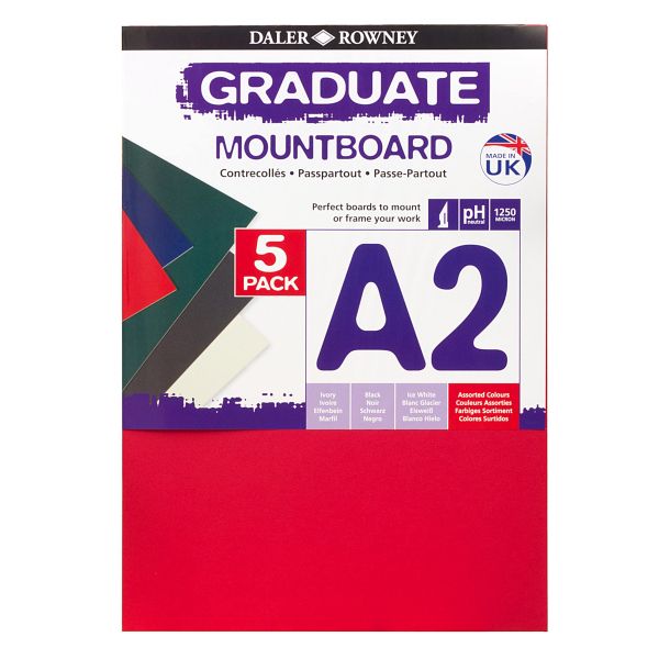 Daler-Rowney Graduate 1.25mm Thick A2 Mountboard 5 Assorted Colour