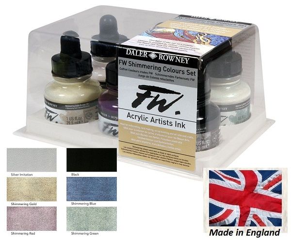 DALER ROWNEY, FW 29,5 ml - SHIMMERING COLOURS SET 6