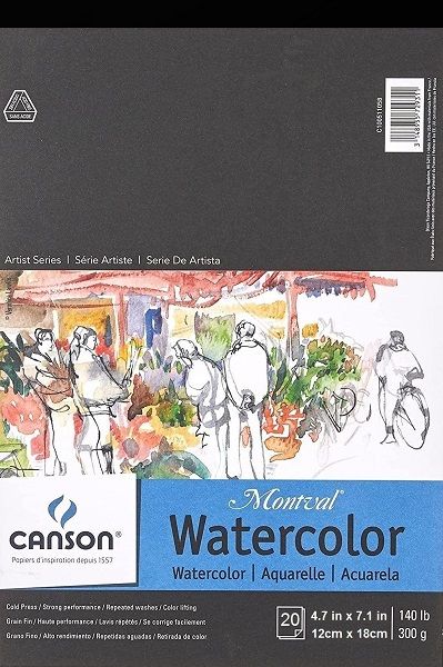 CANSON WATERCOLOUR PAD 300g - АКВАРЕЛЕН блок лепен POSTCARD 20л / 12x18cm