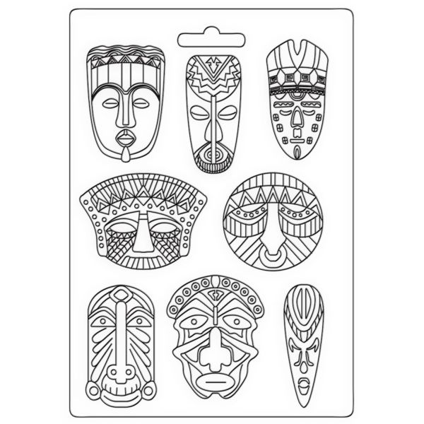 Soft Mould A4 - Savana tribal masks - Профи серия форми за моделиране и отливки  молд 