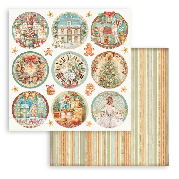 STAMPERIA, The Nutcracker rounds Paper Sheets - Дизайнерски скрапбукинг картон 30,5 х 30,5 см.