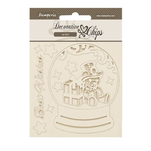 Decorative Chips Gear up for Christmas snowglobes - Чипборд 3D елементи 14 х 14 см.