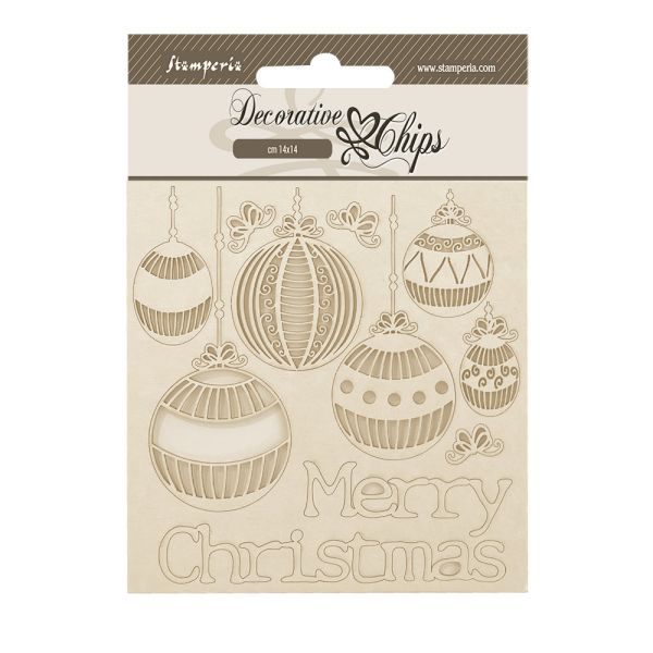 Decorative Chips The Nutcracker Merry Christmas balls - Чипборд 3D елементи 14 х 14 см.