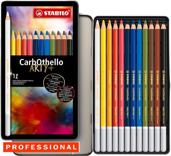 CarbOTHELLO PROFESSIONAL 12 PASTEL SET - Метална кутия пастелни моливи 12цв 