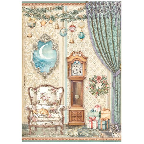 STAMPERIA, A4 Rice Paper The Nutcracker pendulum clock and chair