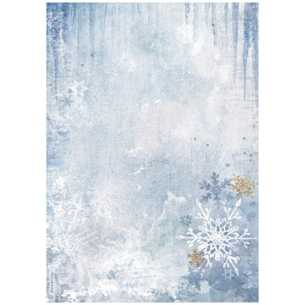 STAMPERIA, A4 Rice Paper Create Happiness Dewdrops blue snowflakes