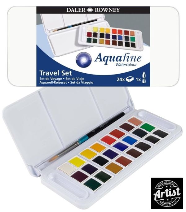 DR Aquafine  WATERCOLOUR  TRAVEL SET  - Фин  английски акварел 24цв + четка