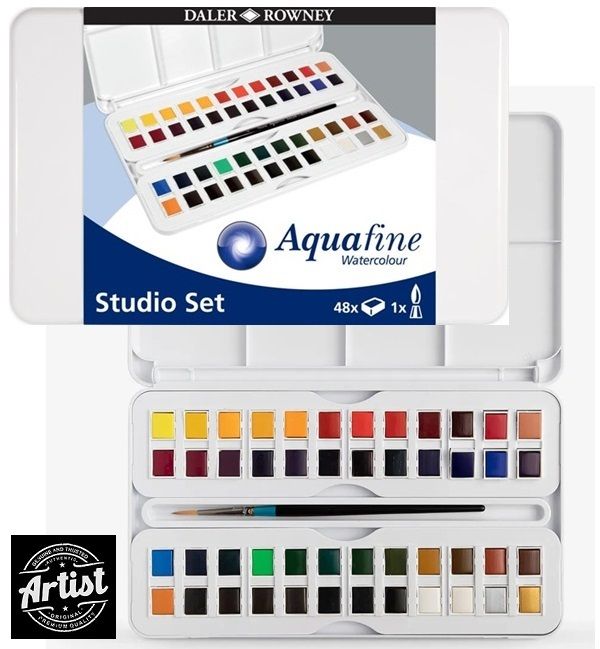 DR Aquafine  WATERCOLOUR STUDIO SET  - Фин  английски акварел 48цв + четка