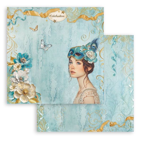 STAMPERIA, Masquerade celebration lady 12x12 Inch Paper Sheets