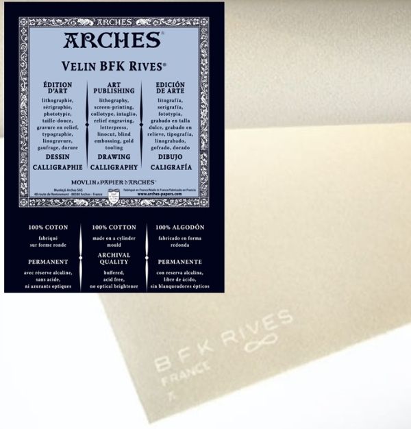 ARCHES  VELIN RIVES 250g 76 x 56 - Професионален  ръчен картон за печатни техники