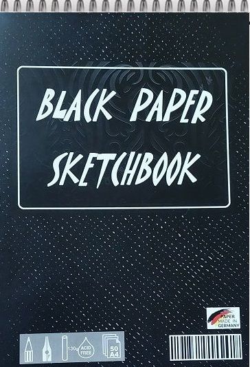 A4 BLACK PAPER PAD  -  СКИЦНИК спирала с  ЧЕРНА арт хартия A4 50 листа / 130г