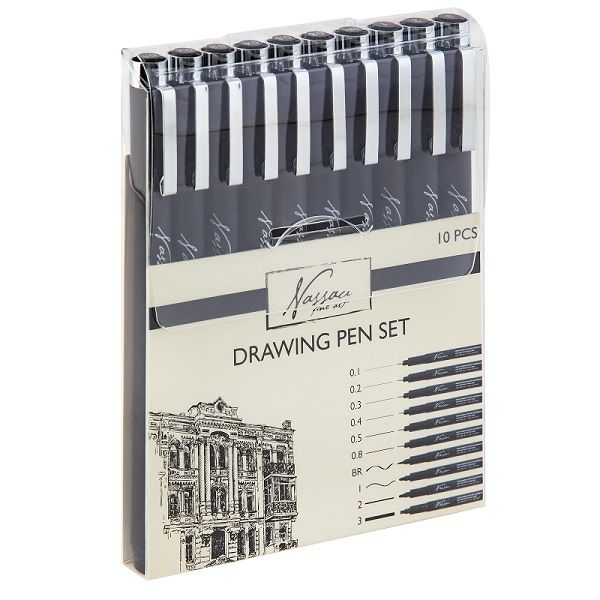 NASSAU DRAWING FINE LINERS   10  SET  - Профи комплект тънкописци 10бр 