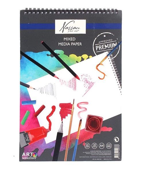 NASSAU MIXED MEDIA PAD 300gsm  A4 20sheets