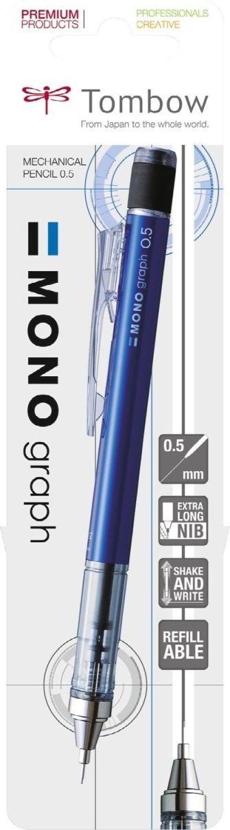 Tombow • MONO graph mechanical pencil - Профи автоматичен графитен молив 0.5 мм - СИН