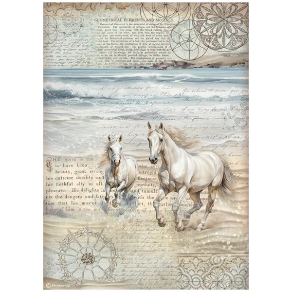 STAMPERIA, A4 Rice Paper - Silent Sea horses