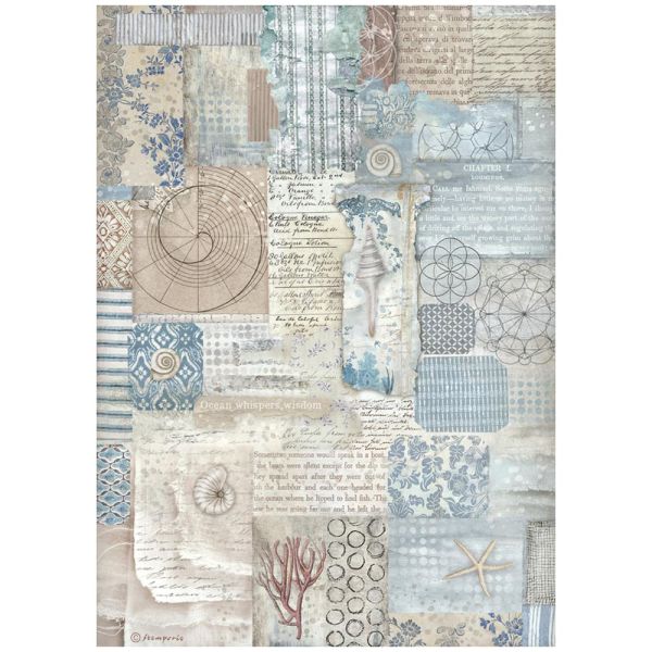 STAMPERIA, A4 Rice Paper - Silent Sea texture