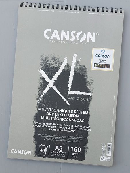 Canson XL TOUCH Sand Grain PAD 160gsm - Скицник паастел А3  40л.  160г - Сив