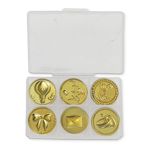 Stampera, Set 6 seals diam cm 2,5 - Комплект клишета за восъчни печати, сет 3 - Wedding