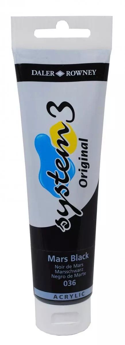 DALER-ROWNEY SYSTEM 3 ACRYLIC 150ml - Екстра фини АКРИЛНИ БОИ #  MARS BLACK