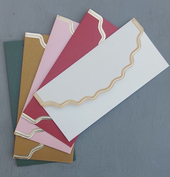 LUXUS ENVELOPES  - Лукс пликове перлен картон 9 x 19cm 5бр микс