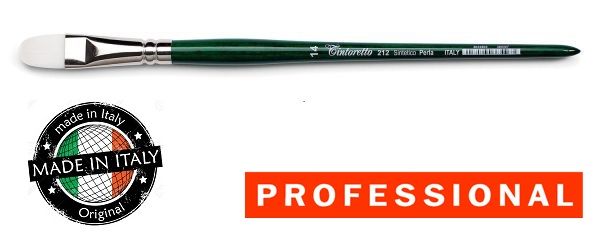 TINTORETTO Filbert , PEARL SYNT.  - Плоска тип "ФИЛБЕРТ" универсална четка, фина бяла синтетика