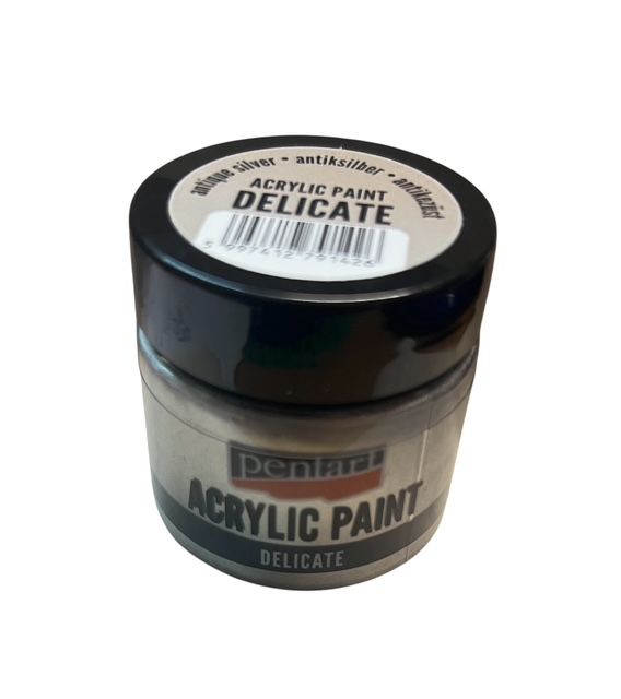 PENTART , DELICATE - Фина металикова акрилна боя, 50 мл. - Антично сребро