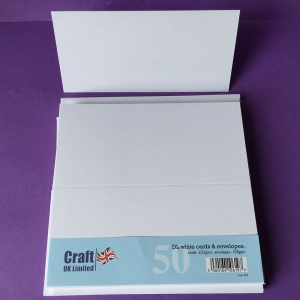 WHITE cards & envelopes DL - 50  картички и пликове 99 x 210  БЕЛИ