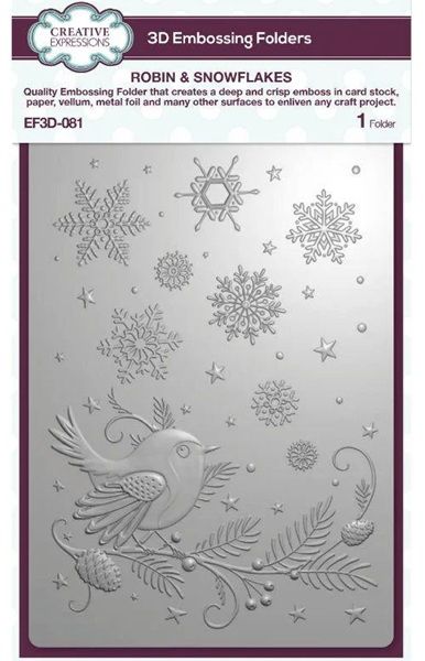 3D Ембос  папка за релеф Creative Robin & Snowflakes