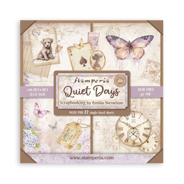 SCRAPBOOKING PAD 22 SHEETS CM 20,3X20,3 (8"X8") Single Face, Quiet Days