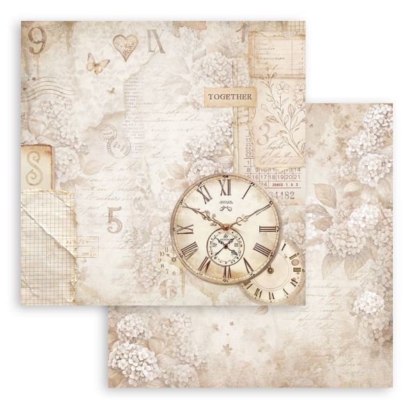 STAMPERIA, Quiet Days clock 12x12 Inch Paper Sheets