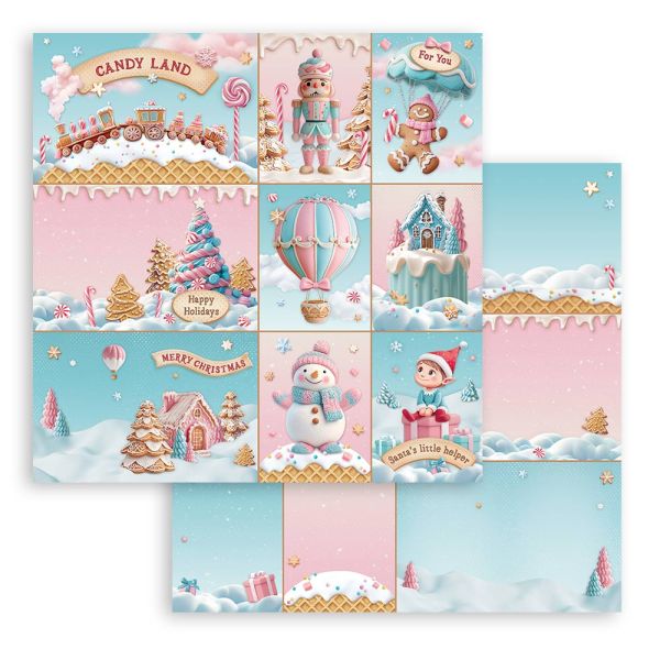 STAMPERIA, Candy Christmas cards 12x12 Inch Paper Sheets