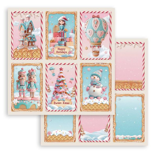 STAMPERIA, Candy Christmas 6 cards 12x12 Inch Paper Sheets