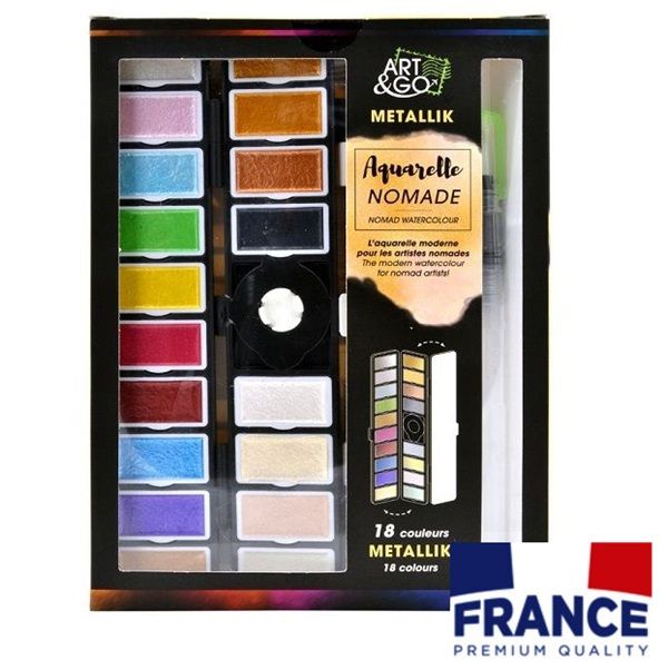ART & GO NOMADE 18 Watercolours METALLIC + Aquabrush