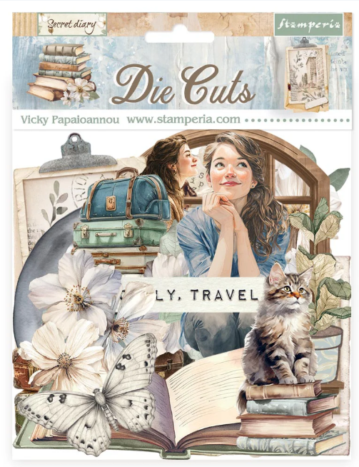  Die cuts assorted - Secret Diary - комплект хартиени елементи - 15 х 15 см.