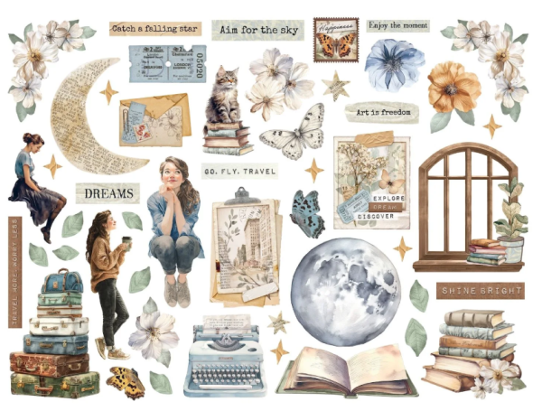  Die cuts assorted - Secret Diary - комплект хартиени елементи - 15 х 15 см.