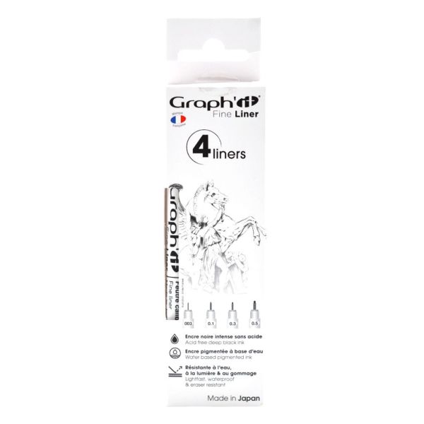 GRAPH IT 4 FINE LINERS  - Профи комплект тънкописци BLACK 