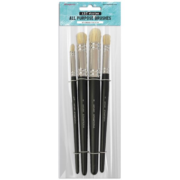 Set of 4 Art brushes size 6"-8"-2"-2/0"